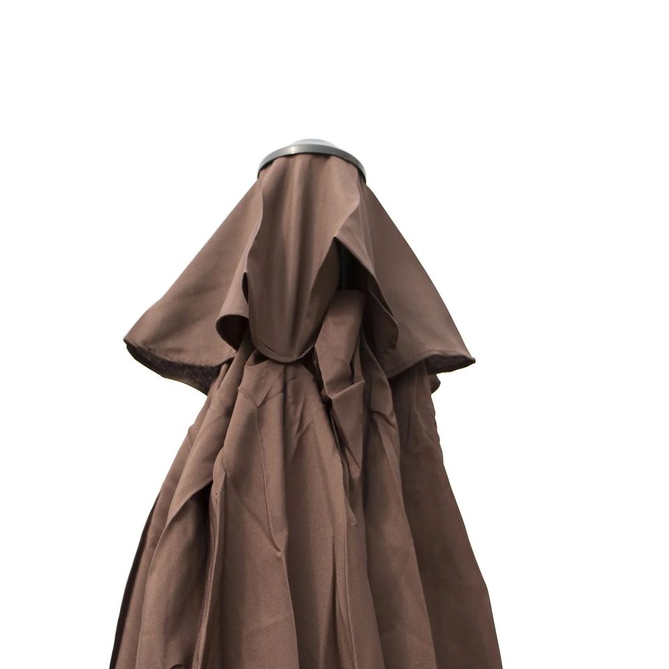 9FT Patio Umbrella Sun Shade Outdoor Beach Garden Market w/ Crank Tilt, Brown