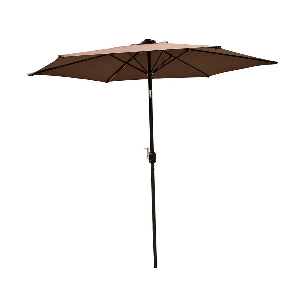 9FT Patio Umbrella Sun Shade Outdoor Beach Garden Market w/ Crank Tilt, Brown