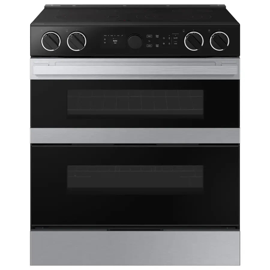 Samsung - 30 in. Bespoke 5-Burner Element Smart Slide-In Electric Range 6.3 cu. ft. Capacity with Flex Duo in Stainless Steel
