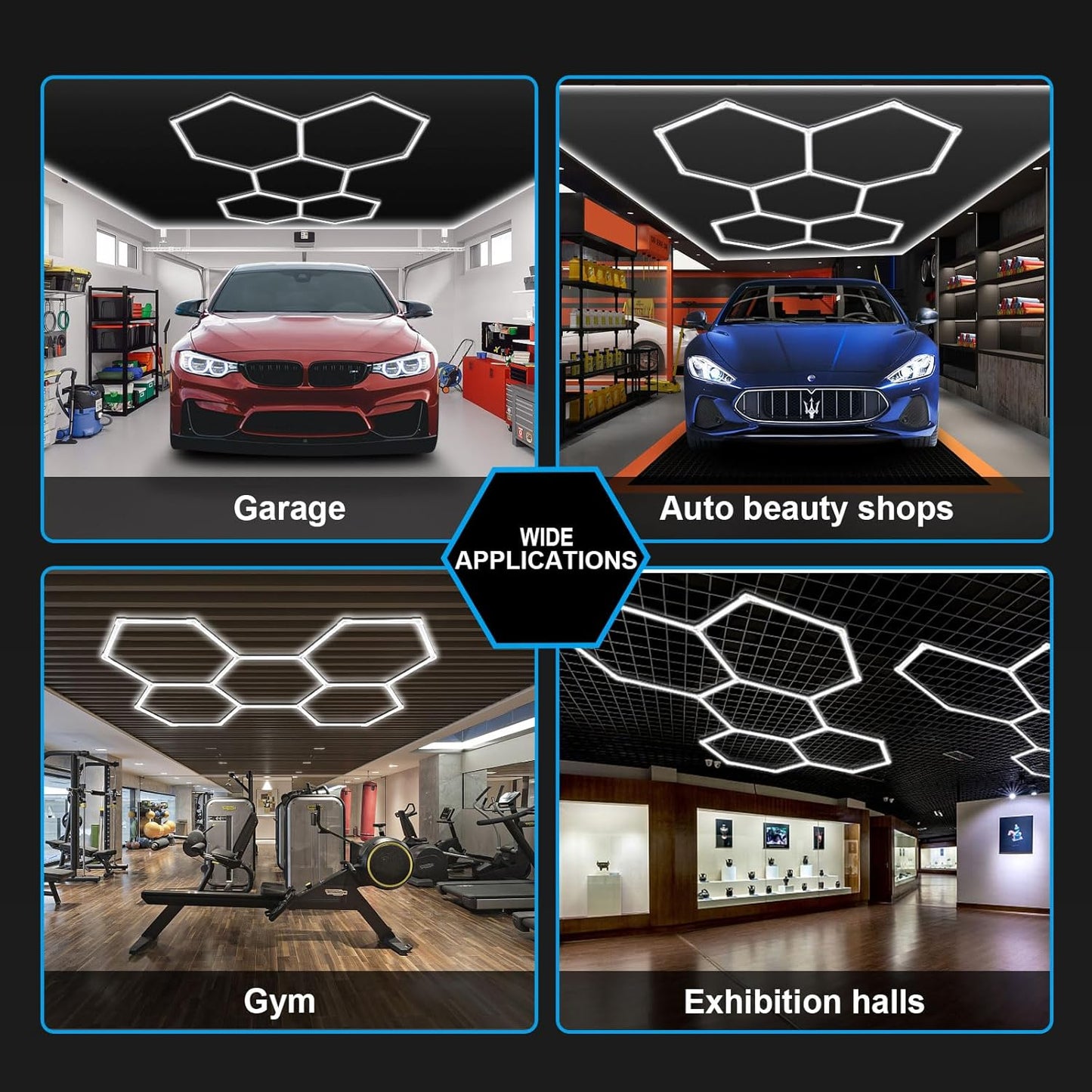 Hexagon Garage Lights: 5 HEX 216W 25920LM High Brightness Hexagon Garage LED Lights