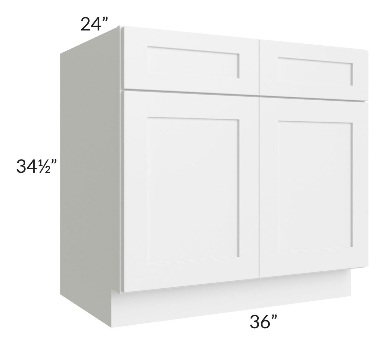 36" 2 Doors 2 False Drawer Plywood Sink Base Kitchen Cabinet in White