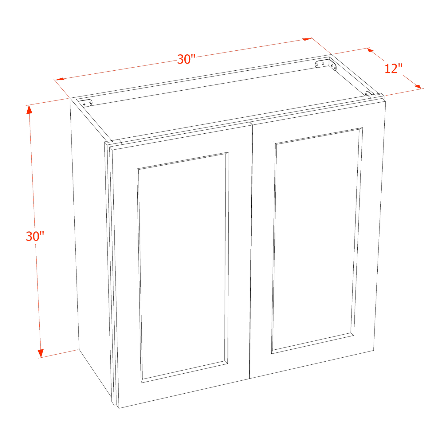 30 in. W x 12 in. D x 30 in. H Plywood Shaker Wall Kitchen Cabinet in White