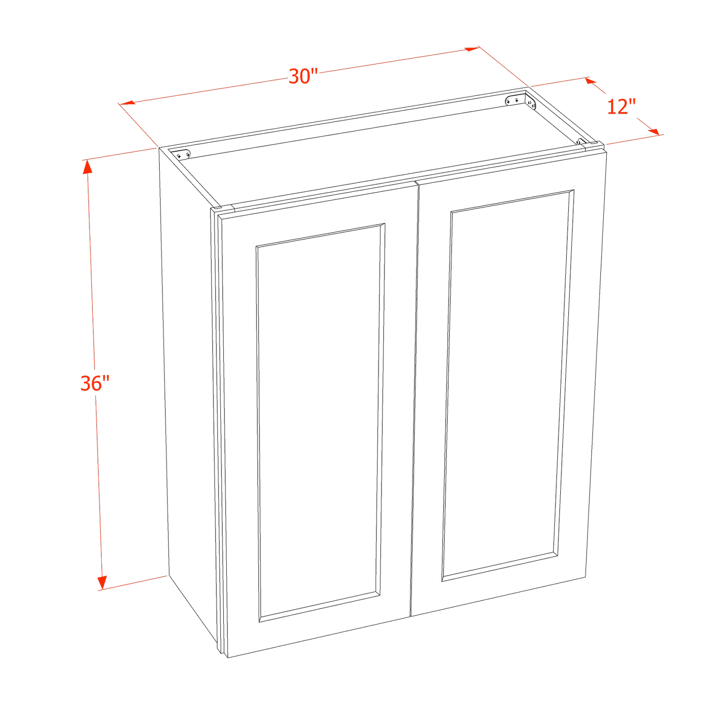 30 in. W x 12 in. D x 36 in. H Plywood Shaker Wall Kitchen Cabinet in White