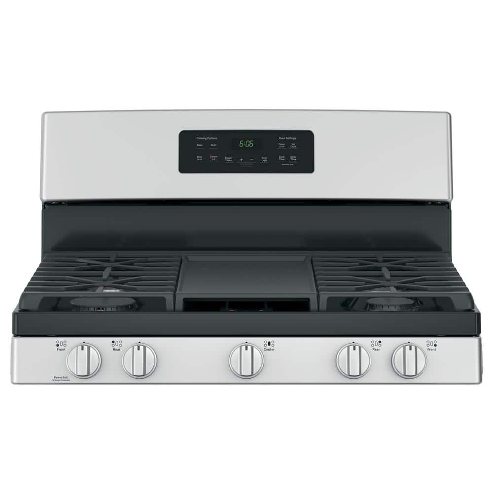 GE - 30 in. 5.0 cu. ft. Freestanding Gas Range in Stainless Steel with Griddle