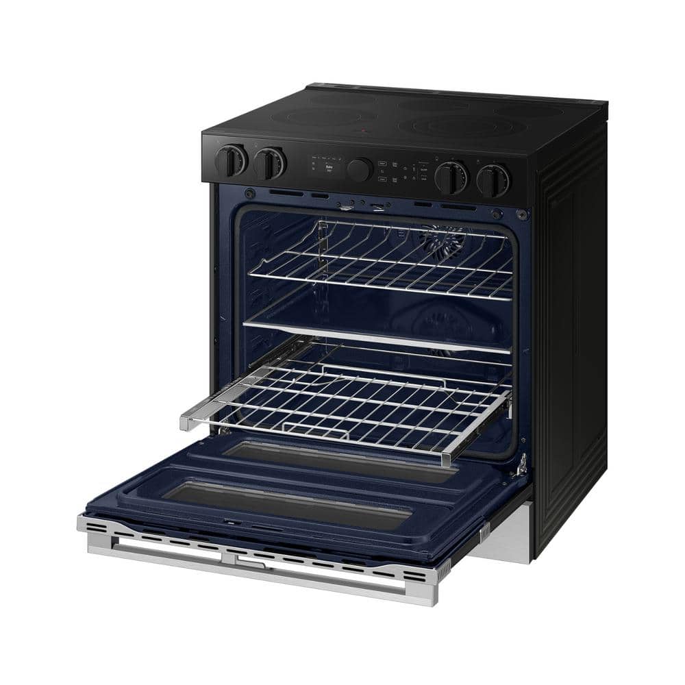 Samsung - 30 in. Bespoke 5-Burner Element Smart Slide-In Electric Range 6.3 cu. ft. Capacity with Flex Duo in Stainless Steel
