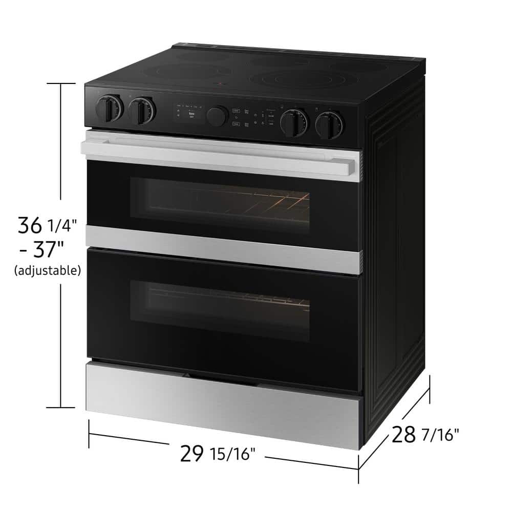 Samsung - 30 in. Bespoke 5-Burner Element Smart Slide-In Electric Range 6.3 cu. ft. Capacity with Flex Duo in Stainless Steel