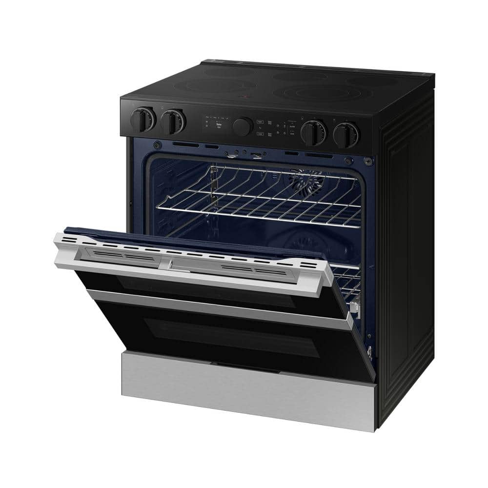 Samsung - 30 in. Bespoke 5-Burner Element Smart Slide-In Electric Range 6.3 cu. ft. Capacity with Flex Duo in Stainless Steel