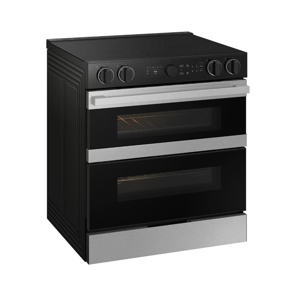 Samsung - 30 in. Bespoke 5-Burner Element Smart Slide-In Electric Range 6.3 cu. ft. Capacity with Flex Duo in Stainless Steel