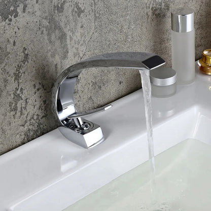 Single Hole 1-Handle Bathroom Sink Faucet Curved Spout with Pop Up Drain in Different Finish-05