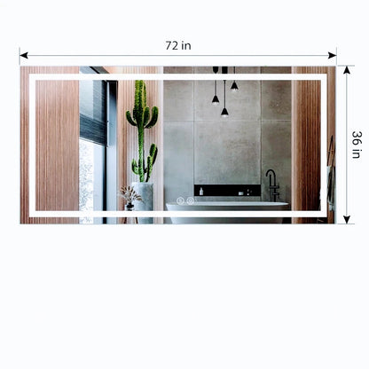 [New In Box] 72"x36" LED Wall Mirror, 3 Colors Vanity Light Mirror, Front light & Anti Fog