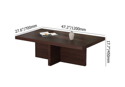 47.2" Pine Wood Coffee Table Rectangle-shaped in Natural/Walnut with Abstract Base