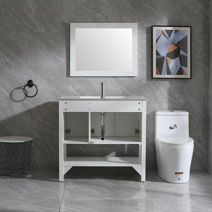 36" Bathroom Vanity Wood Bathroom Vanity with Mirror & Faucet