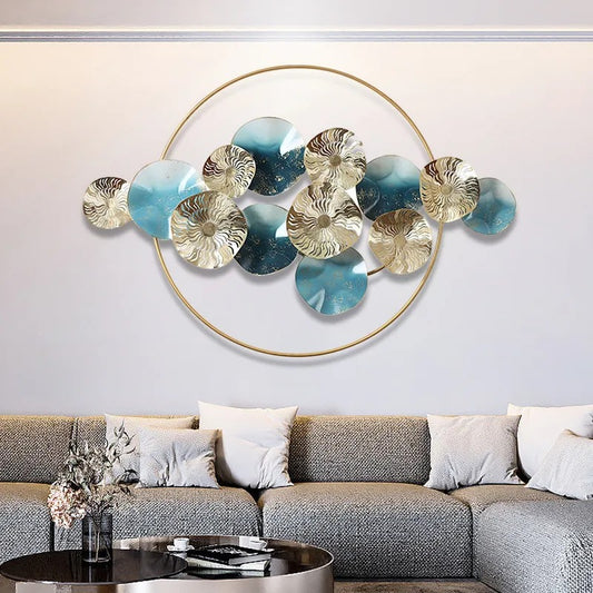 Modern Light Luxury Hollowed Leaves Metal Wall Decor in Blue