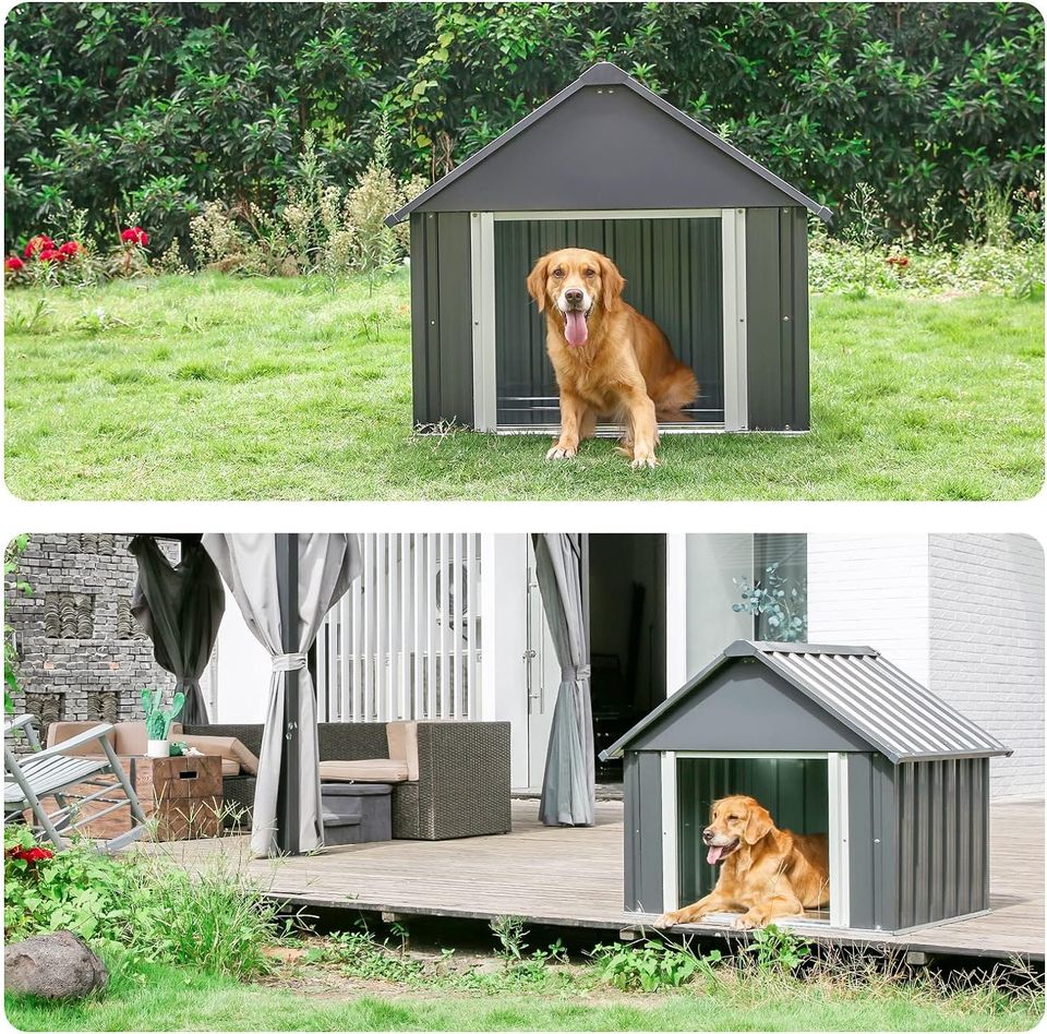 34"X38"X35" Doghouse for Medium Large Dogs, Weatherproof Puppy Shelter Sturdy and Long-Lasting