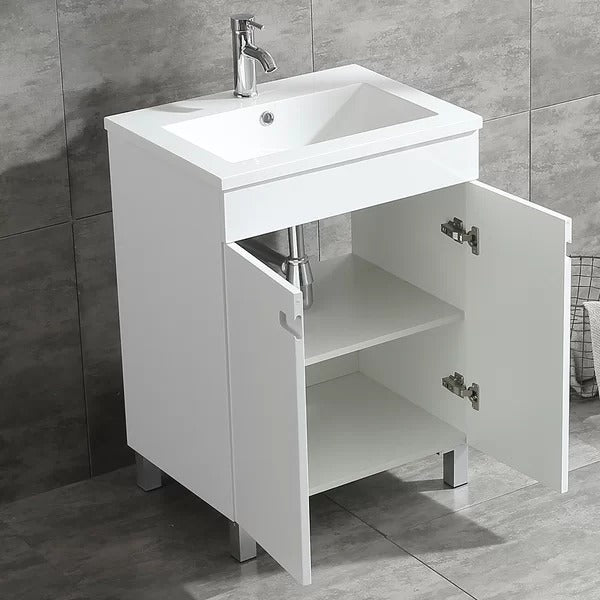 24 in Single Sink Bathroom Vanity in Black or White with Top