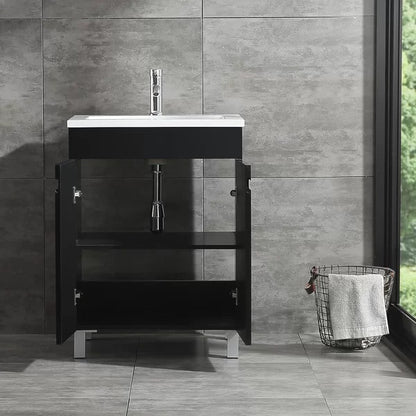 24 in Single Sink Bathroom Vanity in Black or White with Top