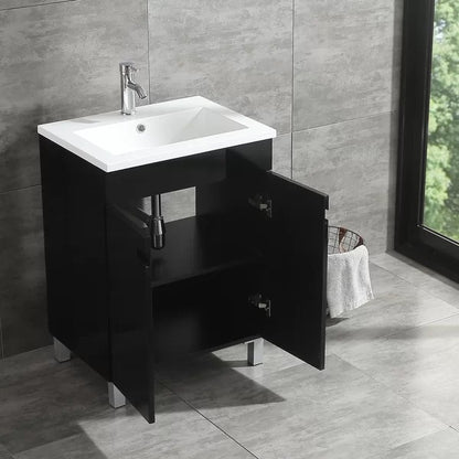 24 in Single Sink Bathroom Vanity in Black or White with Top