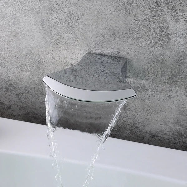 Polished Chrome Wall Mount Bathroom Waterfall Spout Stainless Steel