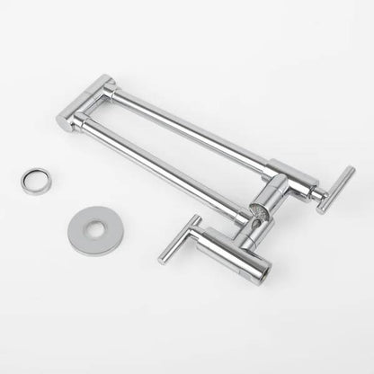 Wall Mounted LED Double-Handle Swing Arm Pot Filler Kitchen Faucet Cold Only in Polished Chrome