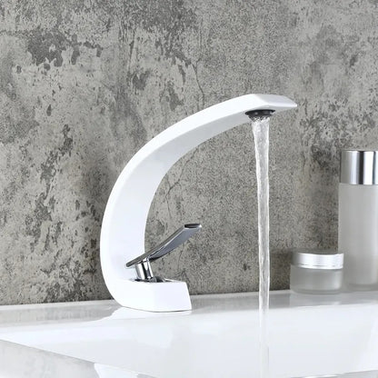 Single Hole 1-Handle Bathroom Sink Faucet Curved Spout with Pop Up Drain in Different Finish-05