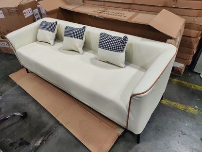 Modern Off-White 3-Seater Sofa with Tuxedo Arm