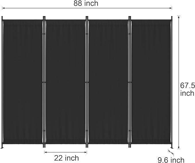 88" Room Divider Folding Privacy Screens 4 Panel Partitions Grey/White