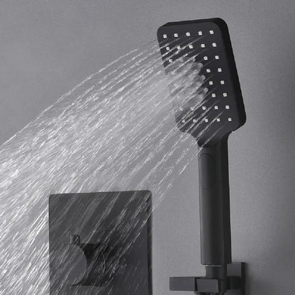 16" Black Shower System Large Rainfall Shower Head with Hand Shower and 3 Body Jets