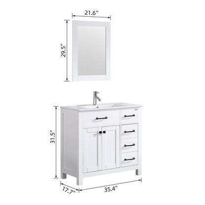 36" Single Bathroom Vanity Set & Mirror Free Standing