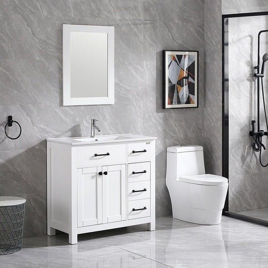 36" Single Bathroom Vanity Set & Mirror Free Standing