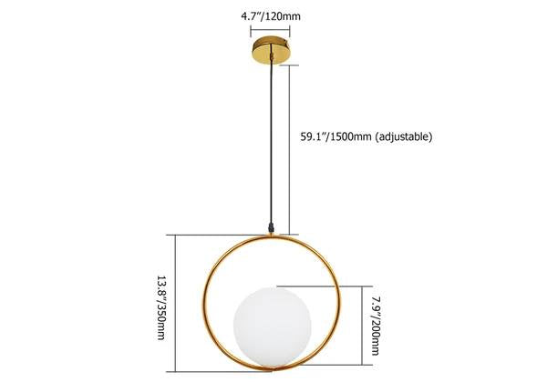 Ring Globe Single Pendant Light Glass Globe Contemporary Minimalist