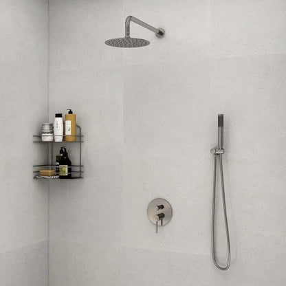 Modern 12" Wall Mounted Rain Shower System with Handheld Shower Set Solid Brass