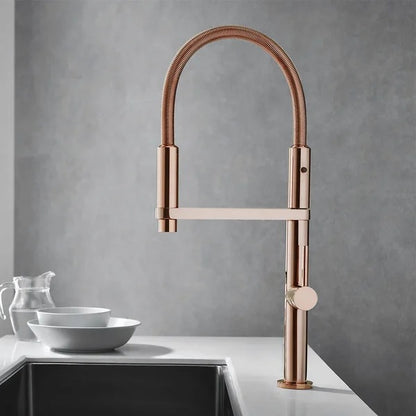 Rose Gold Single Hole High Arc Magnetic Kitchen Faucet Dual-function Spray