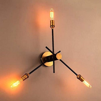 Brass & Black Retro Simplicity 3-Light Rotating Elongated Torch Wall Sconce