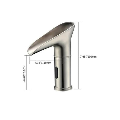 LED Single Hole Touchless Electronic Bathroom Sink Waterfall Faucet in Brushed Nickel