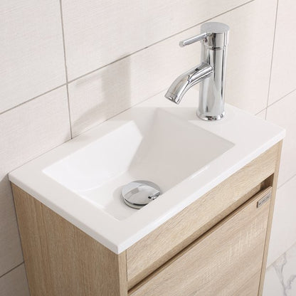 16'' New Modern Design Wooden Color Bathroom Vanity Cabinet with Undermount Resin Sink