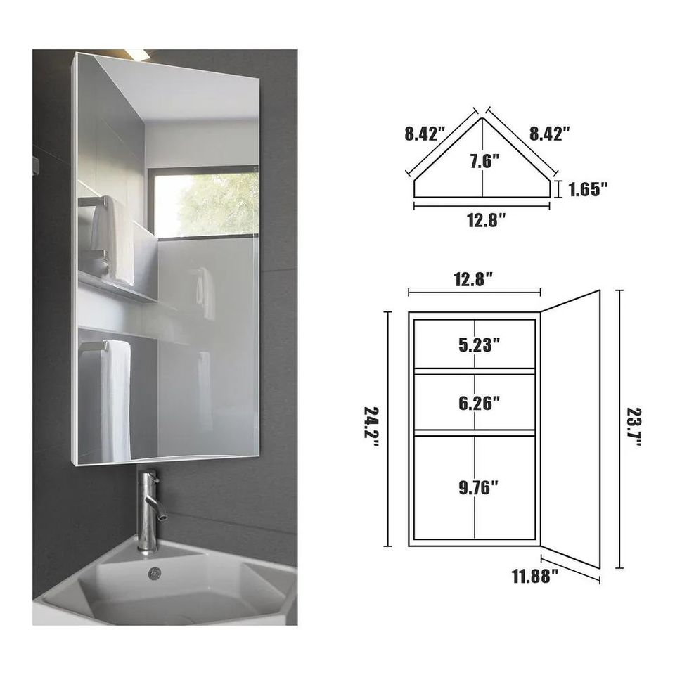 Medicine Cabinet Triple Shelf Storage Cabinet Bathroom Triangle Cabinet