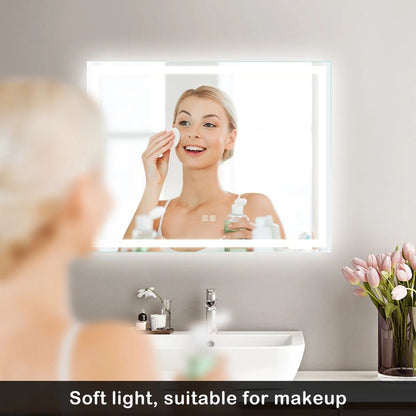 [New In Box] 36"x28" Wall Mounted 3 Colors Frameless Front-Lit LED Mirror w/ Smart Touch Button