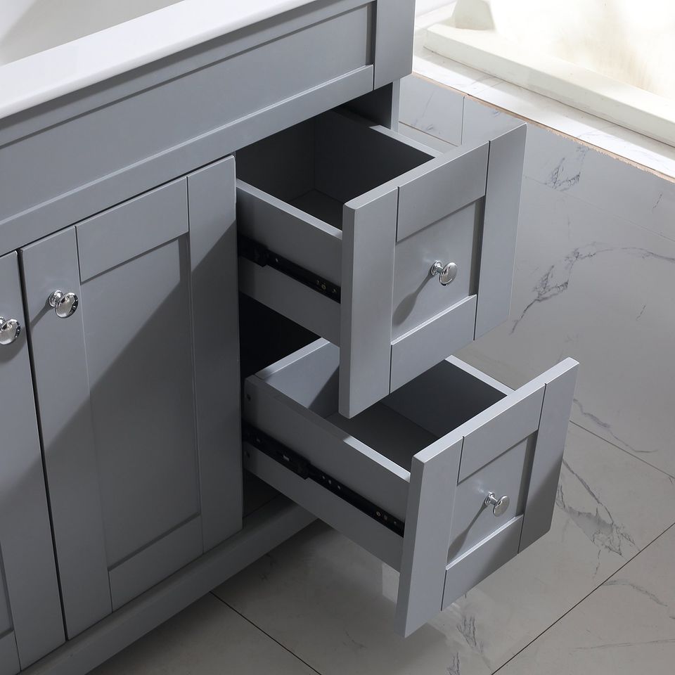 36 Inch Bathroom Vanity Gray Bathroom Vanities with Mirror Free Standing with 2 Soft Closing Doors