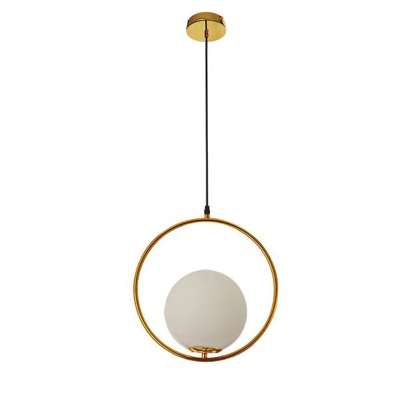 Ring Globe Single Pendant Light Glass Globe Contemporary Minimalist