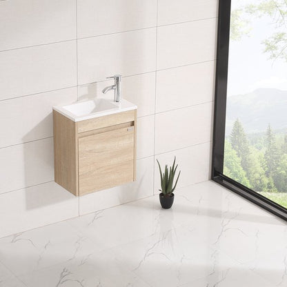 16'' New Modern Design Wooden Color Bathroom Vanity Cabinet with Undermount Resin Sink