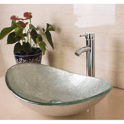 Bathroom Vanity Art Oval Glass Vessel Sink Basin (Faucet and Popup Drain Not Included)