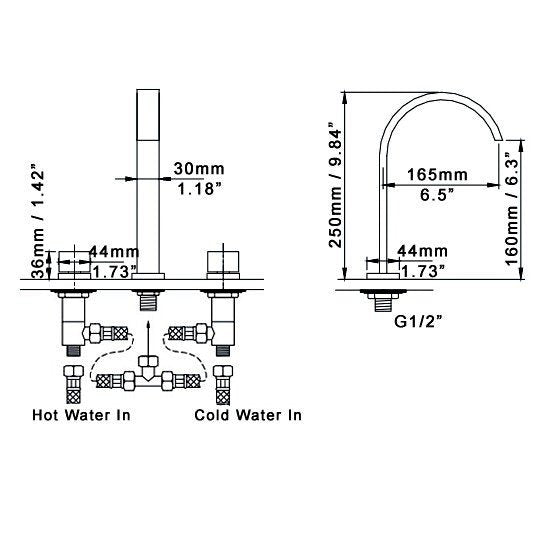 Contemporary Solid Brass Double Handle Widespread Bathroom Sink Faucet High Arc Spout