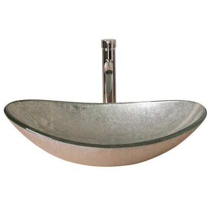 Bathroom Vanity Art Oval Glass Vessel Sink Basin (Faucet and Popup Drain Not Included)