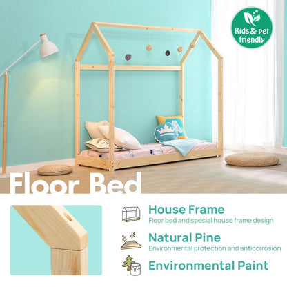 Twin Size House Bed Frame Premium Wood Children House Bed Frame