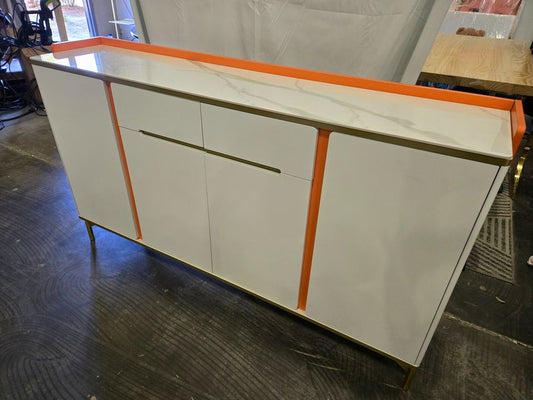 71" Modern Orange&White Stone Top Sideboard Cabinet for Dining Room, Kitechen, Hallway&Entryway