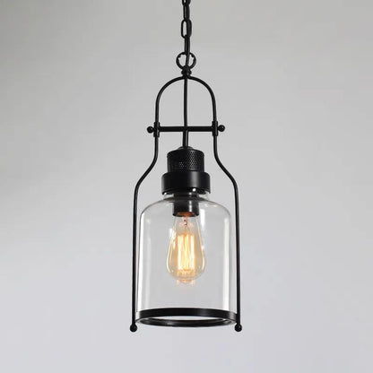 Inejar Industrial 1-Light Rust Metal Glass Lantern Pendant Light