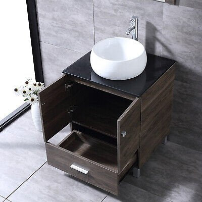 24" Modern Bathroom Vanity Wood Cabinet Modern Design with Mirror