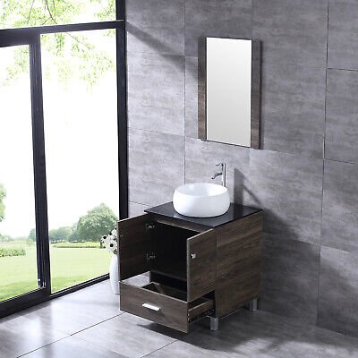 24" Modern Bathroom Vanity Wood Cabinet Modern Design with Mirror