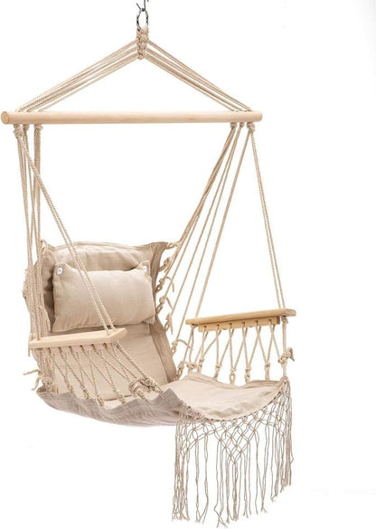 43 in. x 22 in. Hammock Hanging Swing Chair in Cream