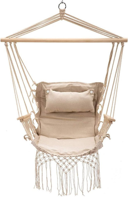 43 in. x 22 in. Hammock Hanging Swing Chair in Cream